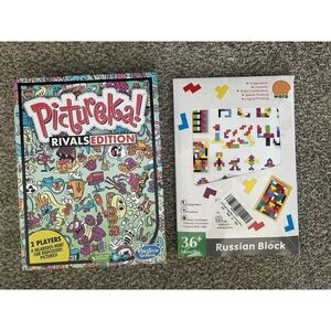 2-PCHasbro Pictureka & Russian Block Kids Teen Wacky Games Family Fun Game Night